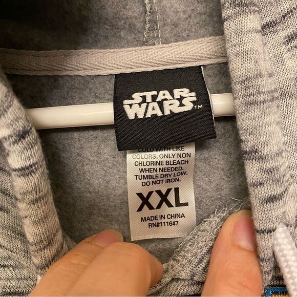 Star Wars Lucas Film gray unisex Millennium Falcon Hoodie retro plus size XXL - Picture 7 of 7